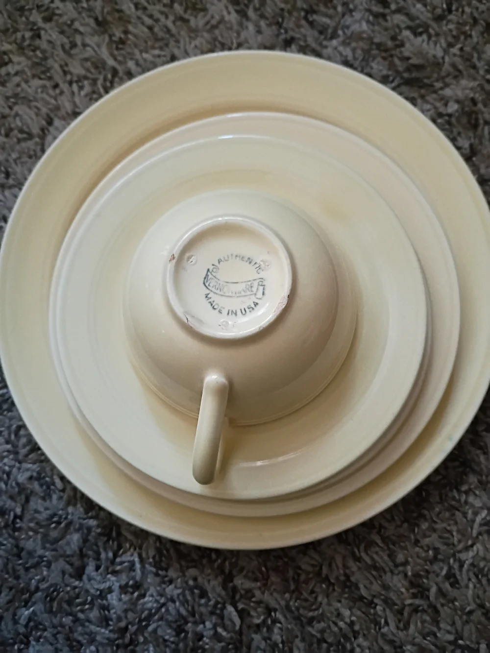 Vintage Early California Vernonware Pale Yellow 6 Pieces